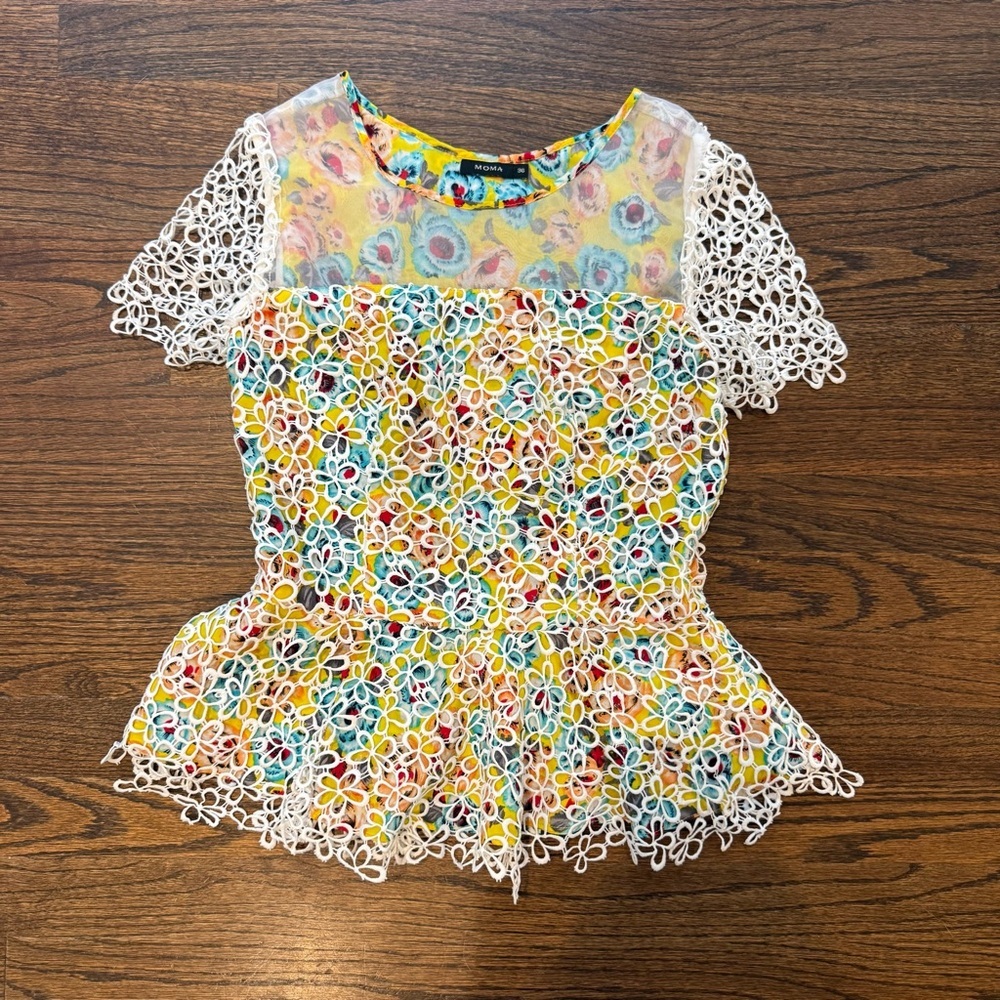 Moma Yellow Floral with Lace Overlay